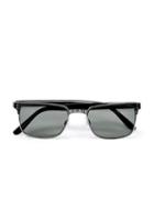 Topman Mens Green Black Small Square Sunglasses