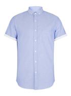 Topman Mens Blue Contrast Short Sleeve Casual Shirt