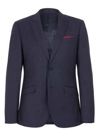 Topman Navy Textured Slim Fit Suit Jacket