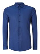 Topman Mens Blue And Black Stretch Skinny Fit Dress Shirt