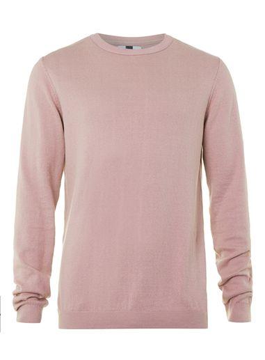 Topman Mens Pink Crew Neck Sweater