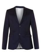 Topman Mens Blue Navy Poplin Cotton Skinny Fit Suit Jacket