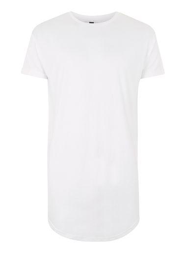 Topman Mens White Longline Roller Sleeve T-shirt
