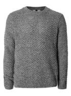 Topman Mens Black And White Twist Cable Textured Slim Fit Sweater
