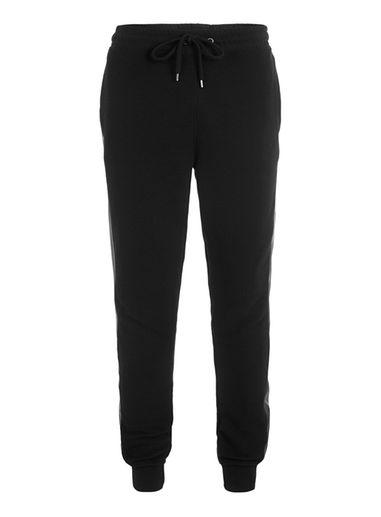 Topman Mens Black Ribbed Pu Stripe Jogger