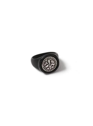 Topman Mens Black Fleur Signet Ring*