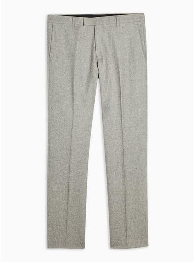 Topman Mens Grey Gray Textured Slim Fit Suit Pants