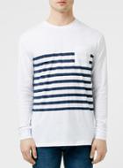 Topman Mens Legends White And Navy Stripe Long Sleeve T-shirt*