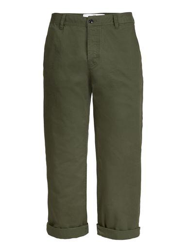 Topman Mens Khaki Cropped Wide Leg Chinos