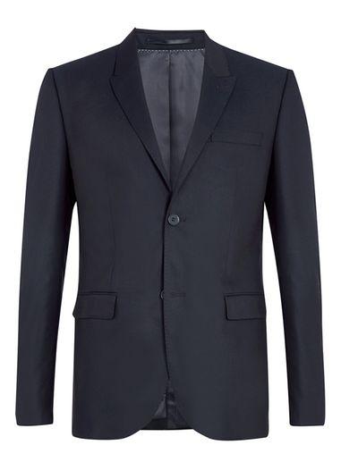 Topman Mens Blue Navy Textured Skinny Fit Suit Jacket