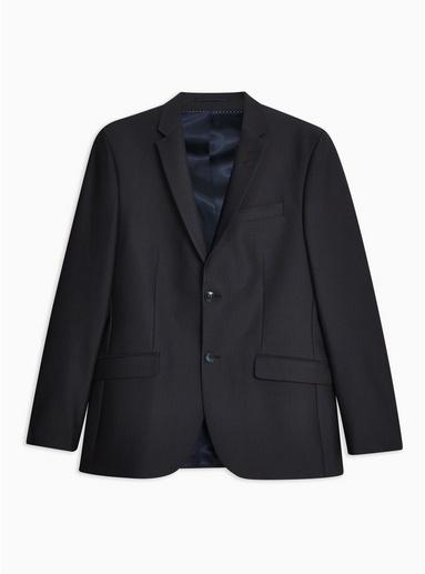 Topman Mens Navy Check Slim Blazer