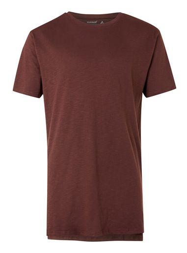 Topman Mens Brown Step Hem Longline T-shirt