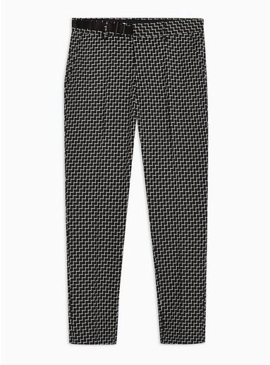 Topman Mens Black Check Skinny Cropped Pants
