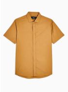 Topman Mens Tobacco Brown Matte Slim Shirt