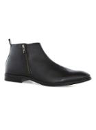 Topman Mens Black Callay Leather Zip Boots