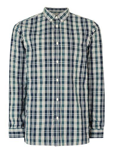 Topman Mens Selected Homme Green And Grey Check Shirt