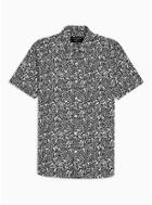 Topman Mens Black Ditsy Print Stretch Skinny Shirt