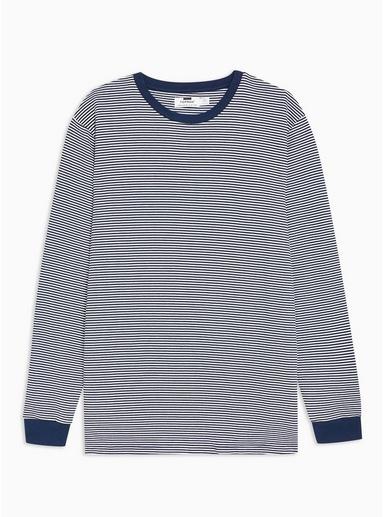 Topman Mens Blue And Ecru Stripe Ottoman T-shirt