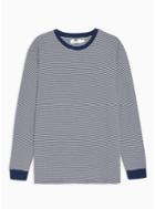 Topman Mens Blue And Ecru Stripe Ottoman T-shirt