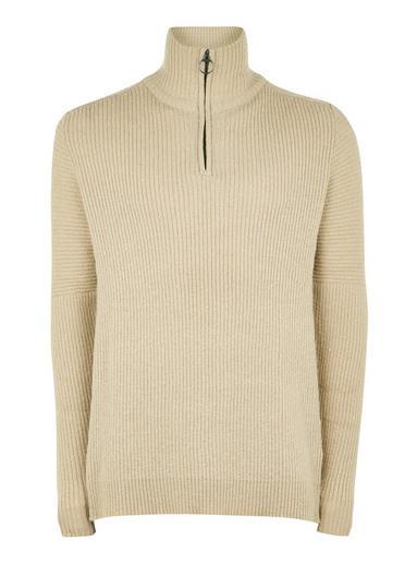 Topman Mens Grey Selected Homme High Neck Zip Top