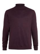 Topman Mens Red Burgundy And Navy Twist Turtle Neck Sweater