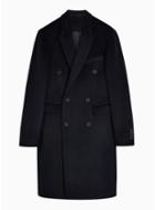 Topman Mens Navy Double Breasted Coat With Wool