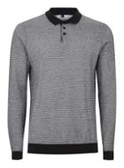 Topman Mens Black And White Textured Knitted Polo