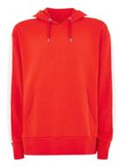 Topman Mens Red And White Panel Taping Hoodie