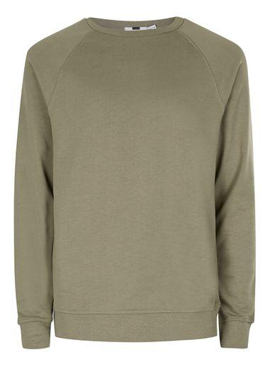 Topman Mens Green Light Khaki Raglan Sweatshirt