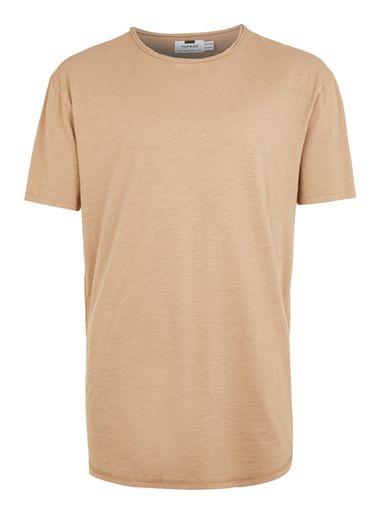 Topman Mens Brown Tan Slub Longline T-shirt