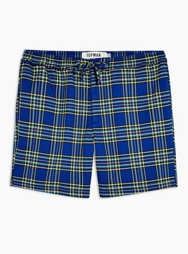 Topman Mens Bright Blue Check Pull On Shorts