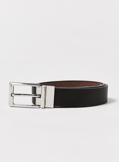 Topman Mens Black Tan Reverse Belt