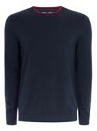 Topman Mens Navy And Red Tipped Essential Sweater