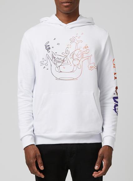 Topman Mens Nickelodeon White Catdog Hoodie