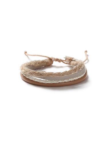 Topman Mens Brown Nude Fabric Multi Row Bracelet*