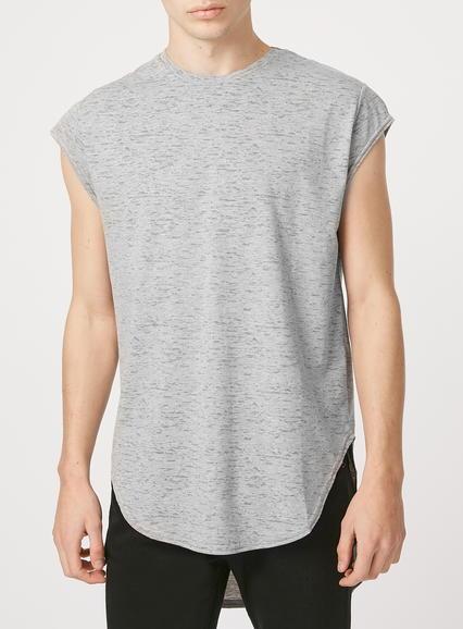 Topman Mens Grey Burnout Cap Sleeve T-shirt