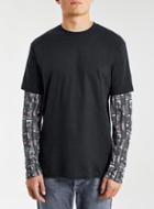 Topman Mens Black Aztec Two In One T-shirt