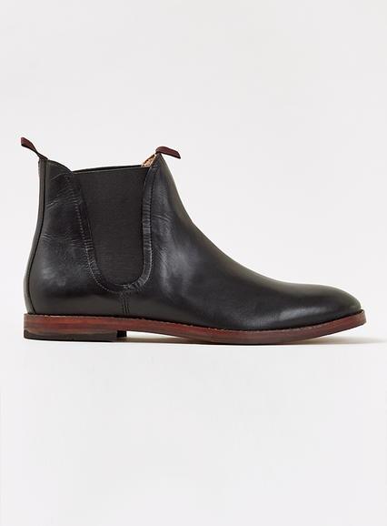 Topman Mens Hudson Black Leather Chelsea Boots