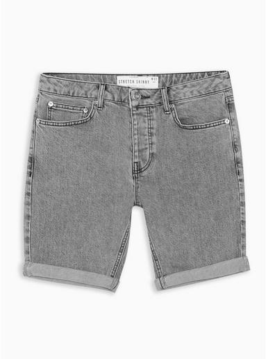 Topman Mens Grey Stretch Skinny Fit Acid Wash Shorts