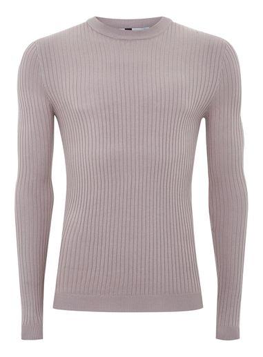 Topman Mens Purple Lilac Muscle Ribbed Sweater