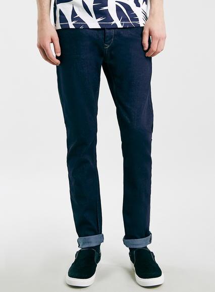 Topman Mens Raw Blue Selvedge Stretch Skinny Jeans