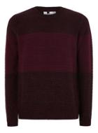 Topman Mens Red Burgundy And Black Panel Sweater