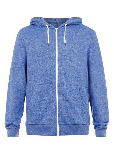 Topman Mens Blue Textured Hoodie