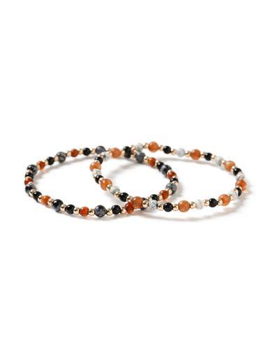 Topman Mens Brown Gold Look Beaded Bracelet 2 Pack*