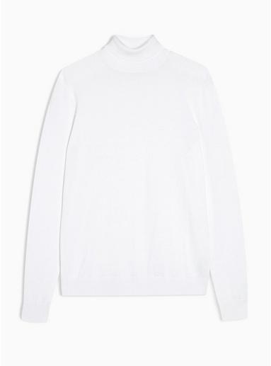 Topman Mens White Turtle Neck Knitted Sweater