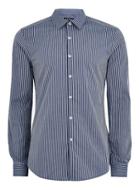 Topman Mens Navy And Grey Stripe Muscle Fit Shirt