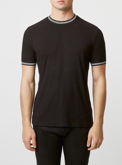 Topman Mens Black Sports Trim Rib T-shirt