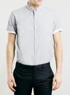 Topman Mens Grey Texture Short Sleeve Smart Shirt