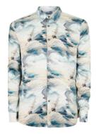 Topman Mens Grey Premium Rough Tides Long Sleeve Shirt