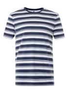 Topman Mens Blue Navy And White Stripe T-shirt